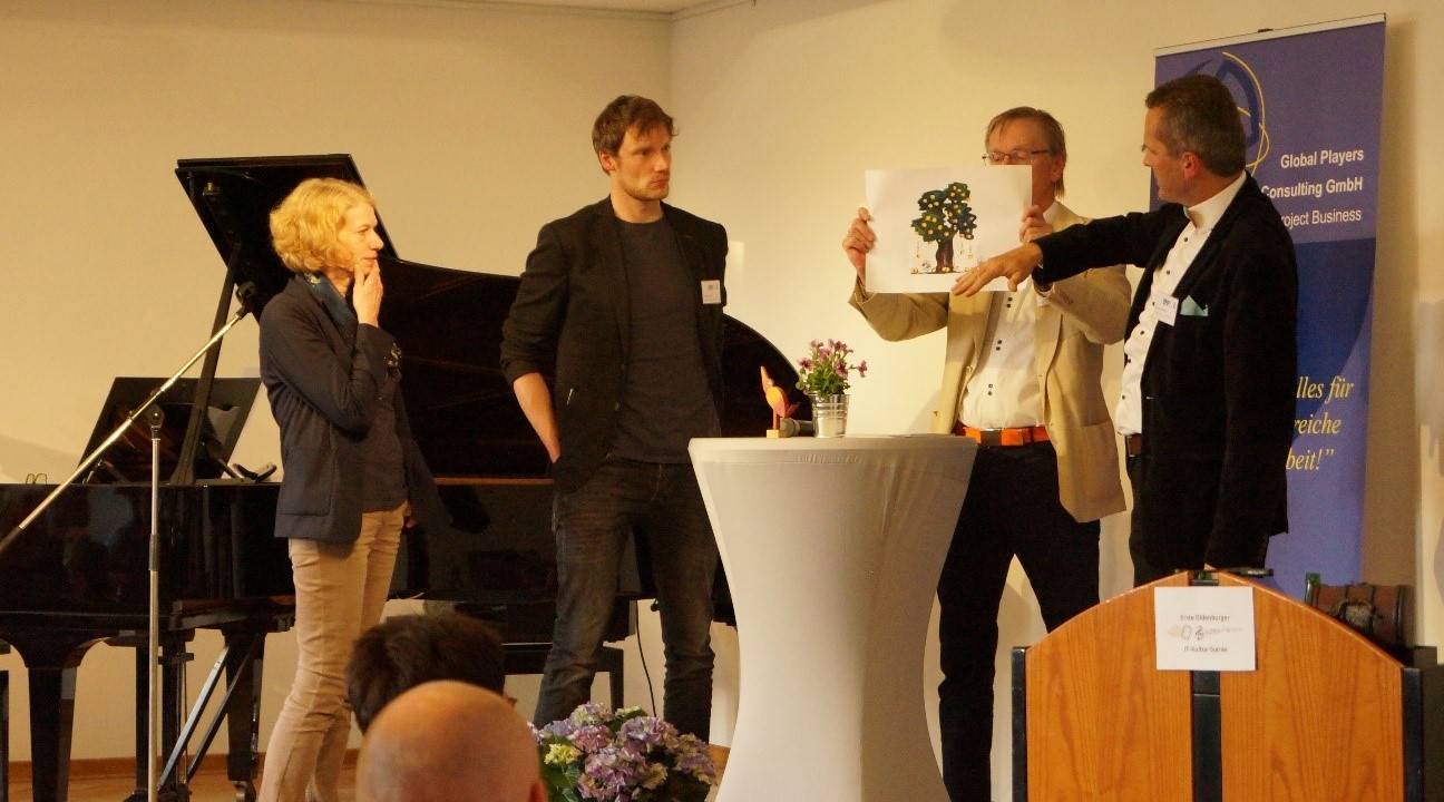 Bei der Podiumsdiskussion: Elisabeth Gänger, Simon Rothe, Reiner Homann, Herbert Biehler